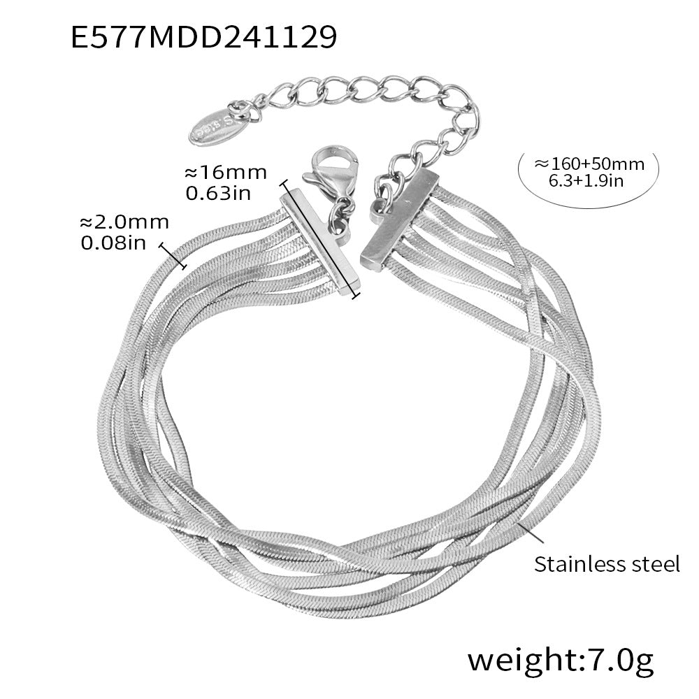 Titanium Steel Bracelet – PVD Gold-Plated Geometric Chain