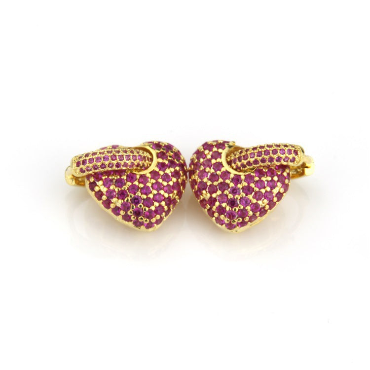 Gold Zircon Heart Earrings – AAA CZ Studs for Women