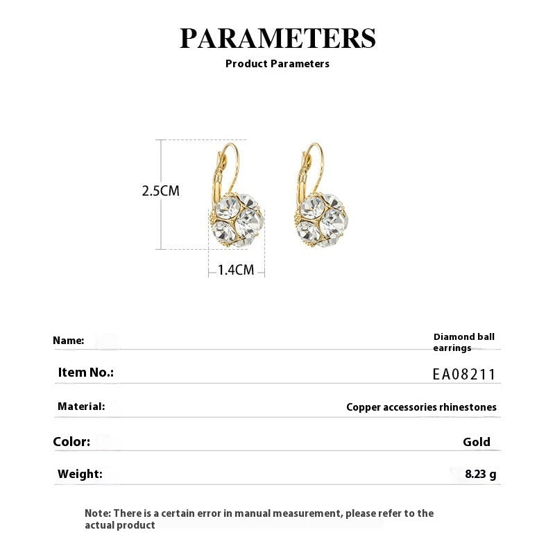 Crystal Ball Drop Earrings – Geometric Copper Ear Clips