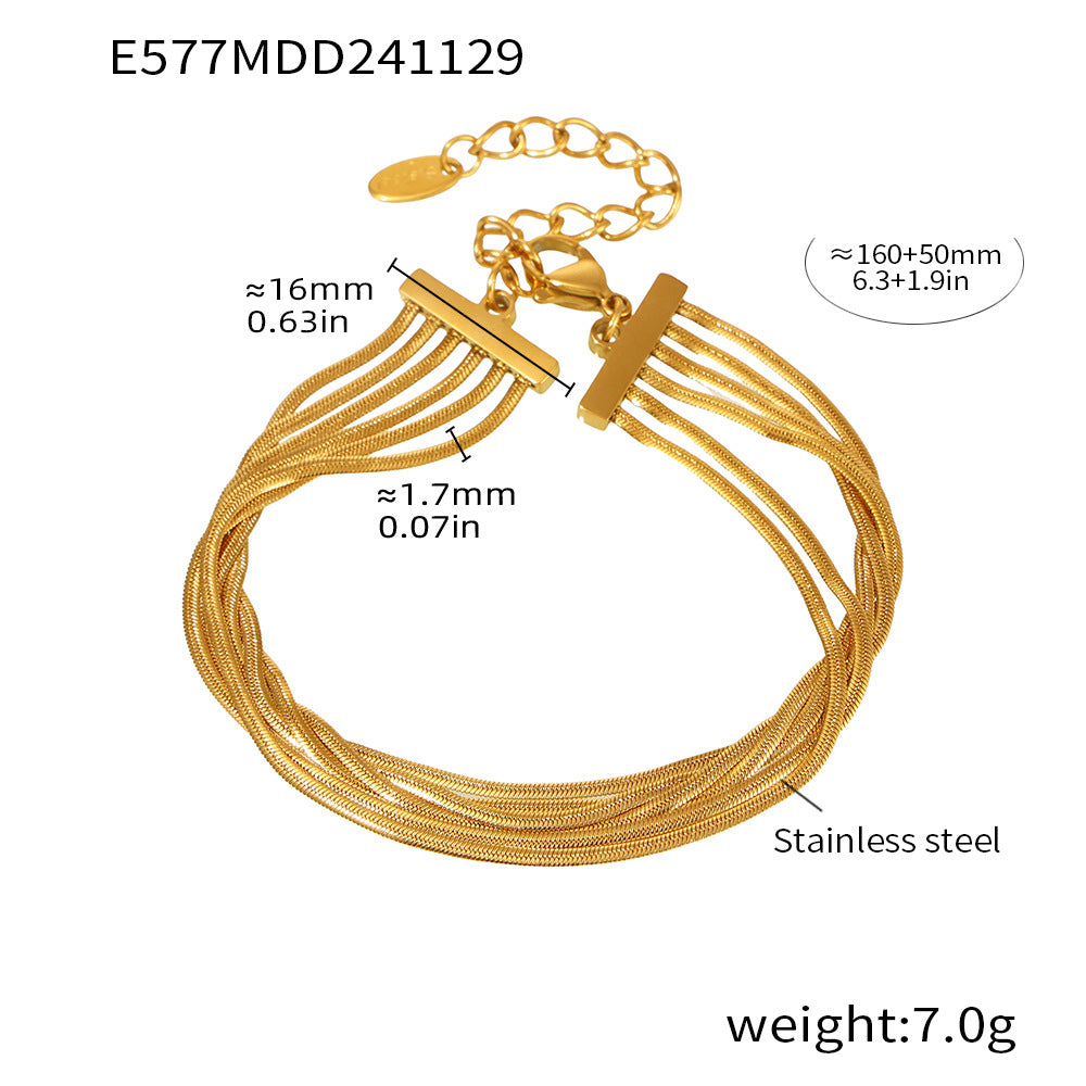Titanium Steel Bracelet – PVD Gold-Plated Geometric Chain