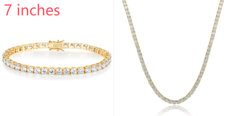 18K White Gold Plated Tennis Necklace - Luxury Zircon Statement Piece