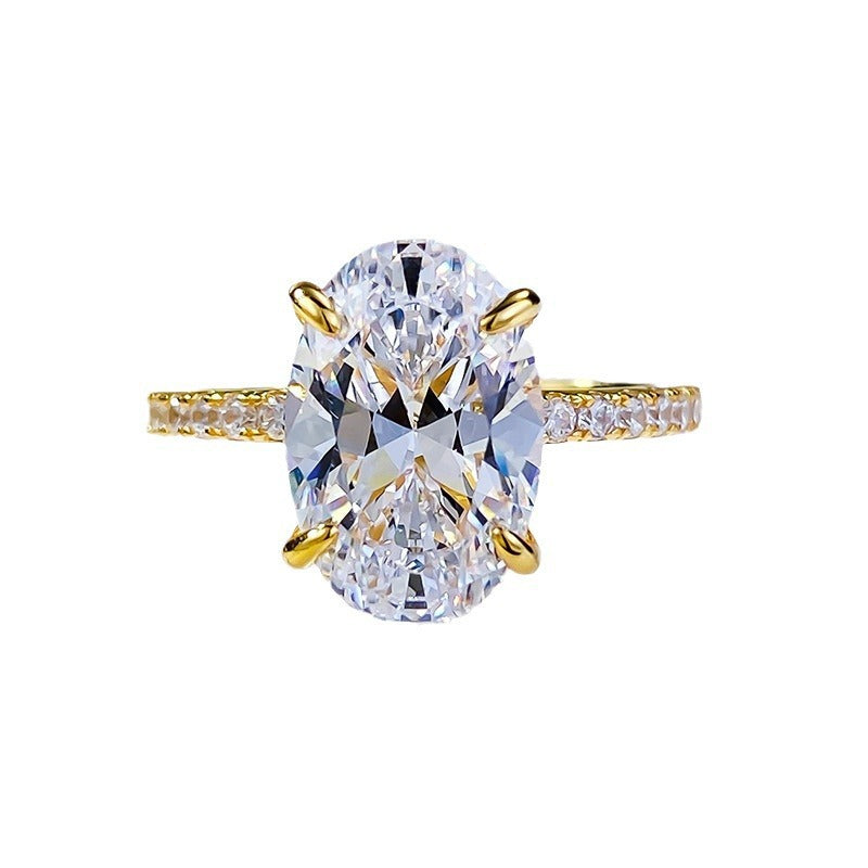 925 Silver Oval Solitaire Ring – Gold Plated