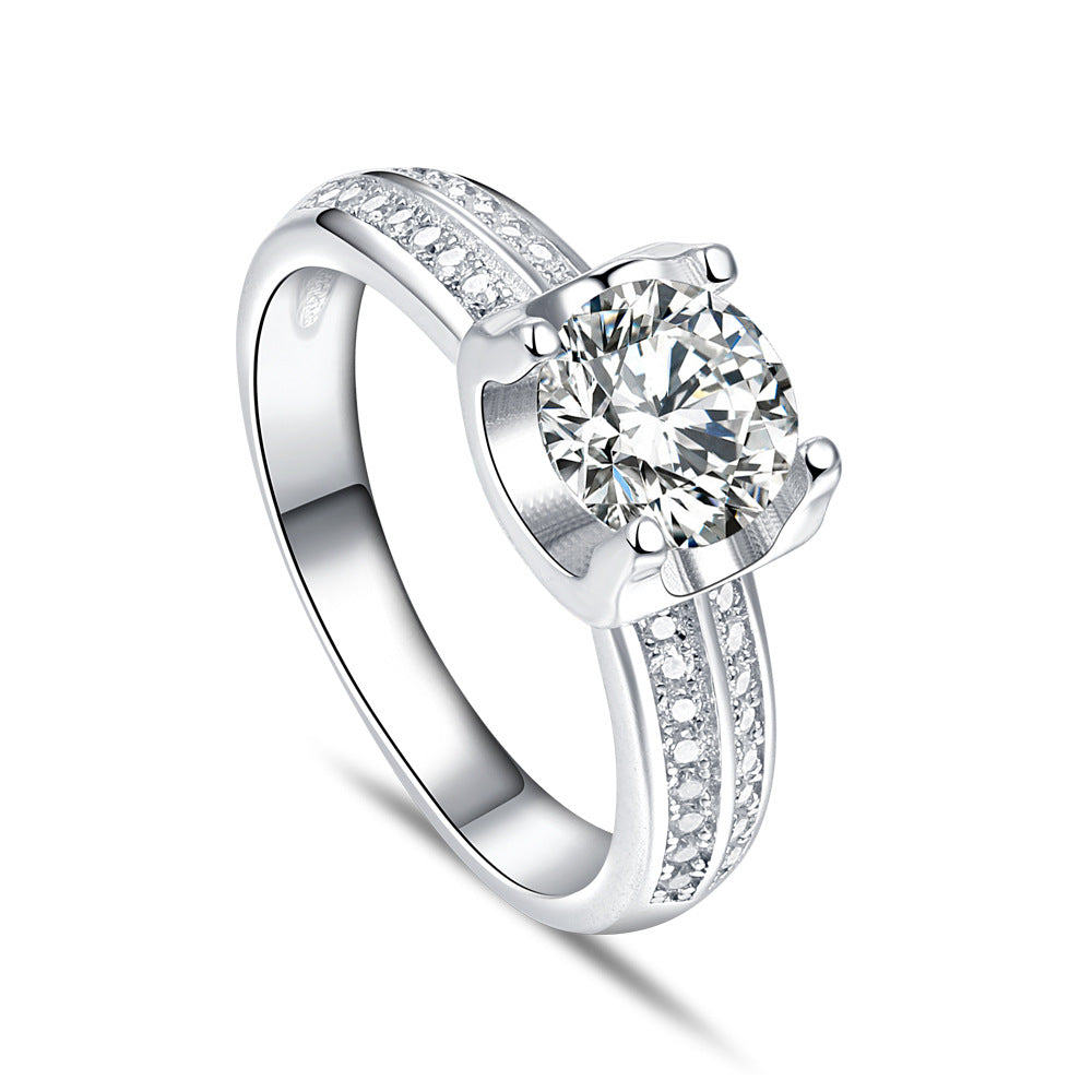 925 Silver European U-Shape Ring – Gem Inlay