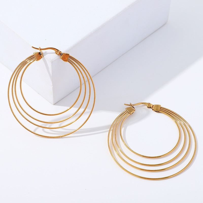 Multi-Layer Gold Hoop Earrings — Geometric Statement Piece