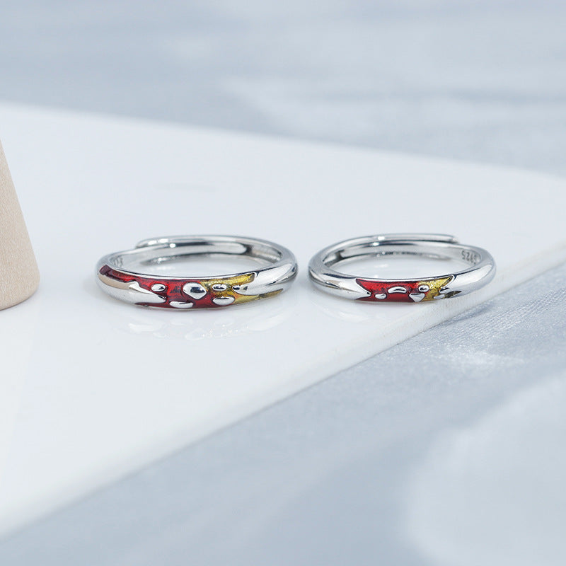 Simple Gold & Stone Couple Ring – Adjustable