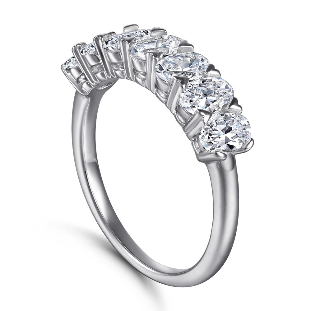 925 Silver Zircon Geometric Band – Women’s White Gold