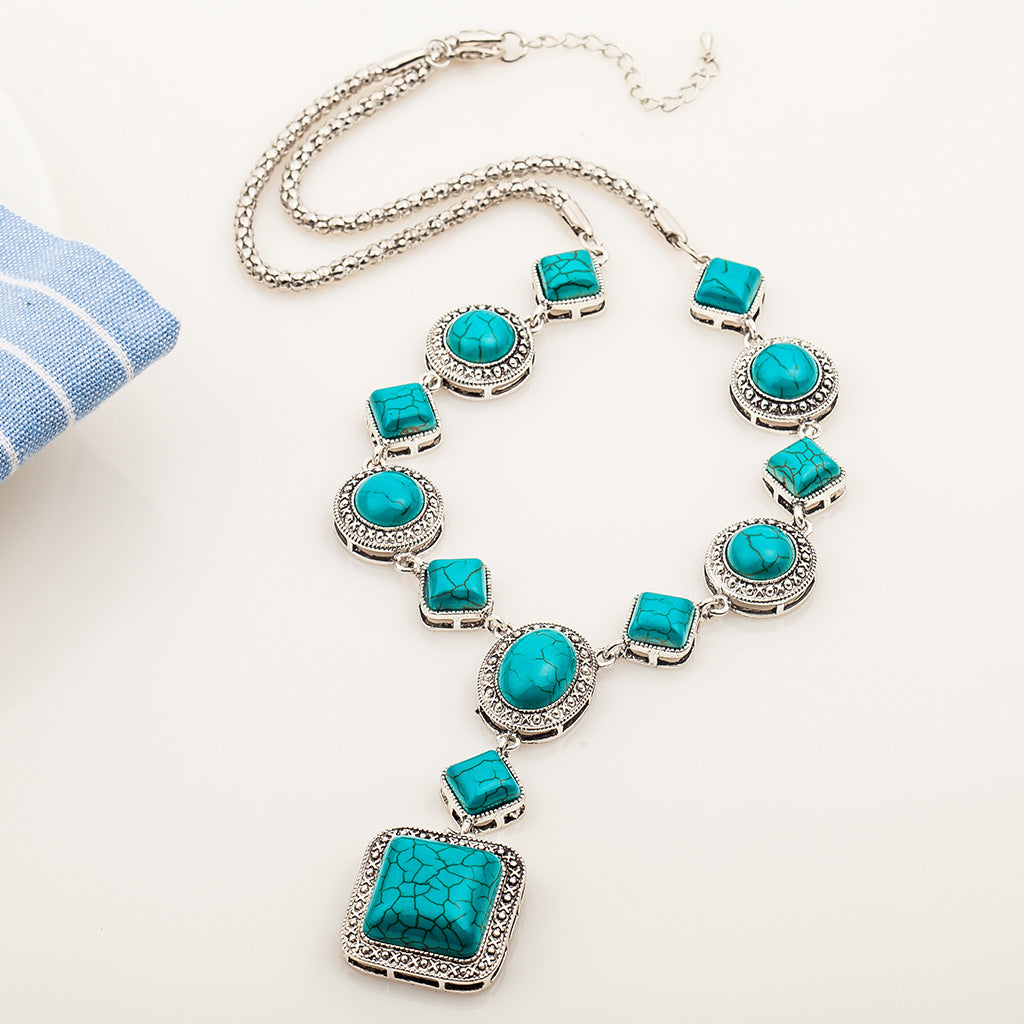 Turquoise Vintage Statement Necklace – Alloy, Boho, Women's