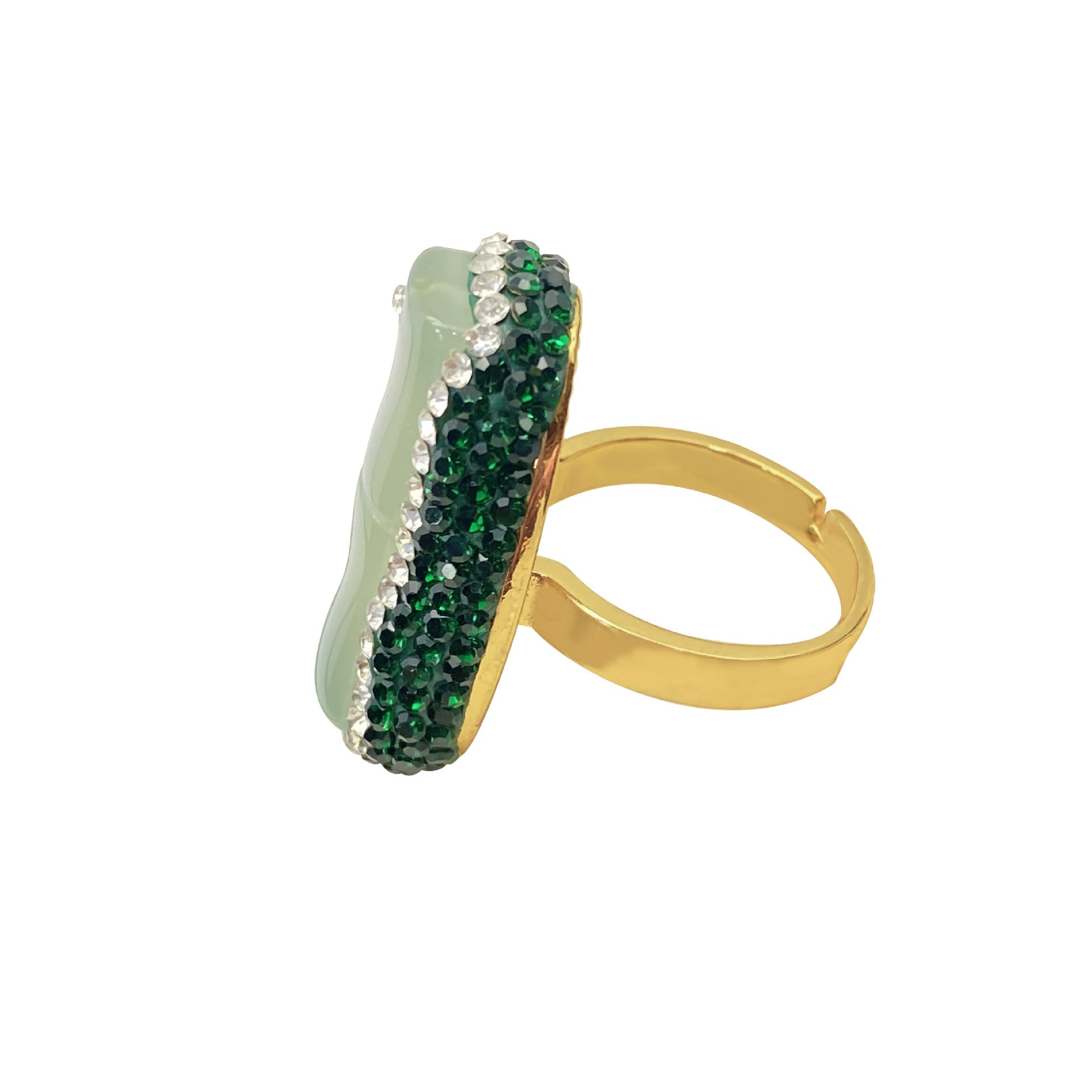18K Gold Chalcedony Ring – Live Edge Bamboo Design