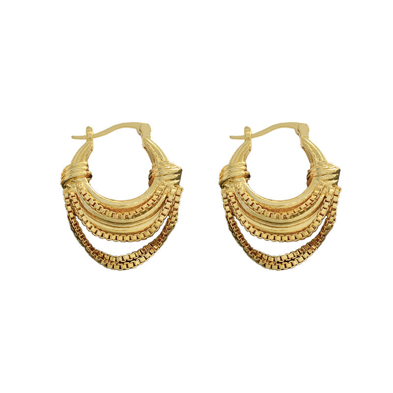 Sculptural Tiered Half-Moon Earrings - Lightweight 18K Gold Finish