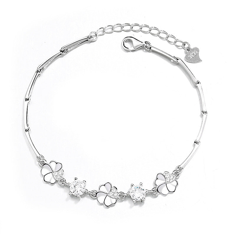 Lucky Four-Leaf Clover Couple Bracelet — Sterling Silver