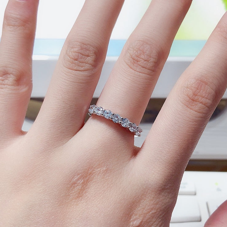 Moissanite Eternity Band – 925 Sterling Silver