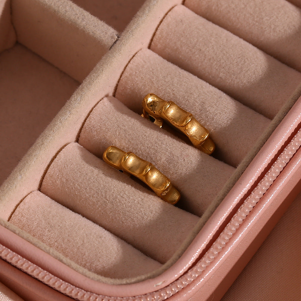 18K Gold Gear Huggie Earrings – Waterproof Stainless Steel Hoop Earrings for Women