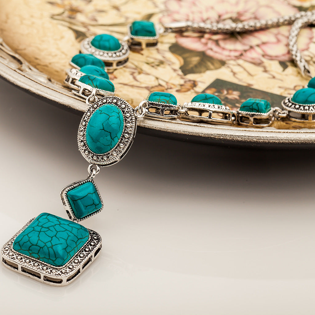 Turquoise Vintage Statement Necklace – Alloy, Boho, Women's