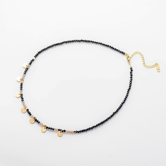 Handmade Crystal Bead Necklace – Gold, Stainless Steel, Stackable