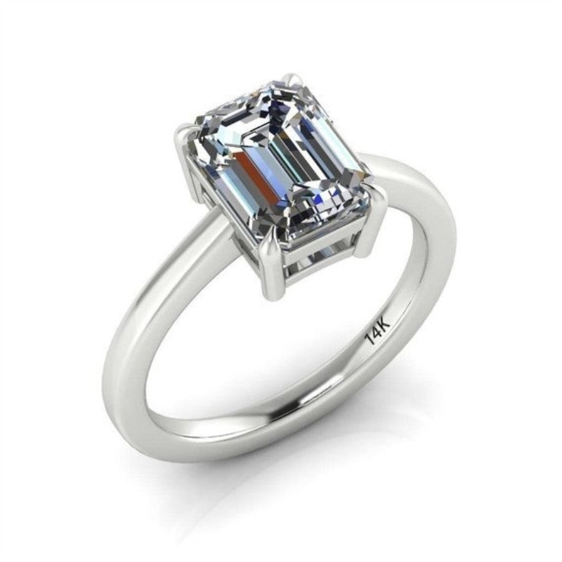 Emerald-Cut Moissanite Engagement Ring – Four Prong Setting