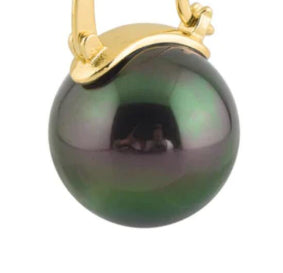 18K Gold Black Tahitian Pearl Ear Clips – Luxury Pearl Drop Earrings for Women