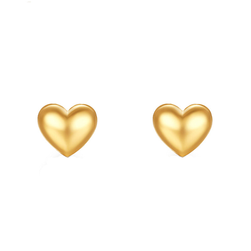 18K Gold Heart Stud Earrings