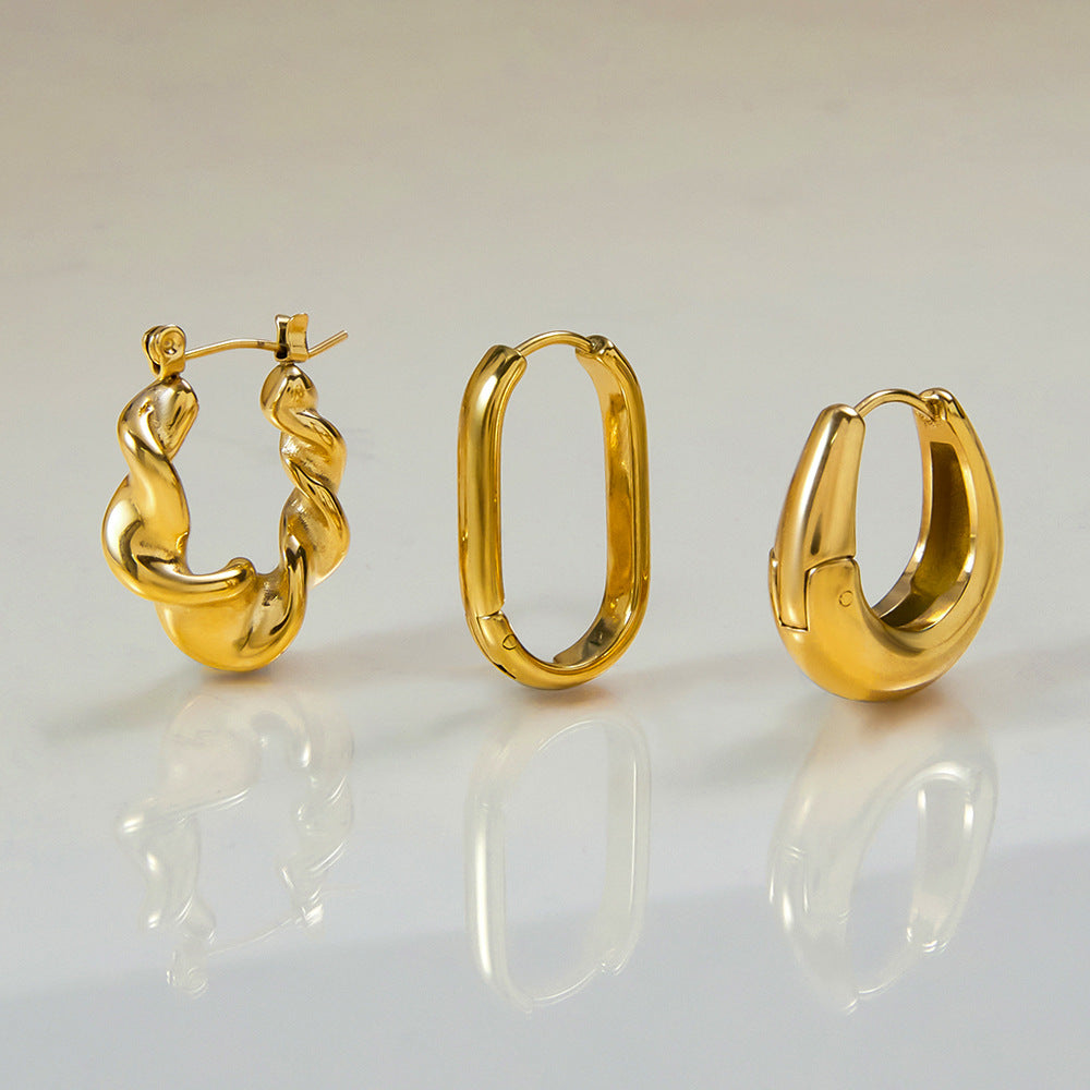 Gold Ellipse Earrings – 18K Plated Statement