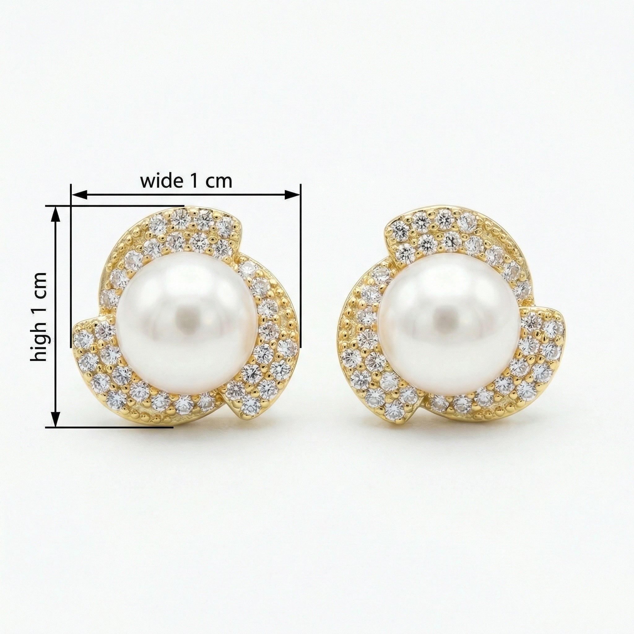 Pearl Halo Stud Earrings – 925 Sterling Silver Trilobed Swirl Design