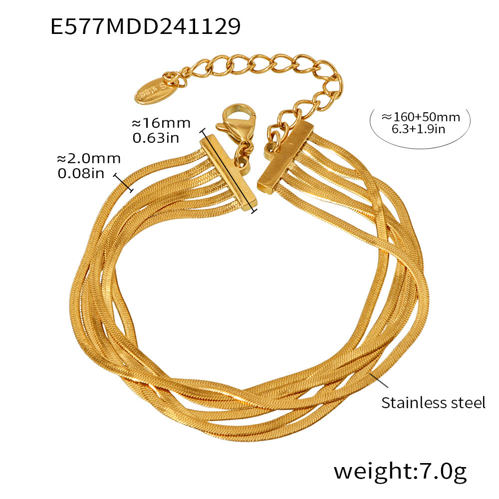 Titanium Steel Bracelet – PVD Gold-Plated Geometric Chain