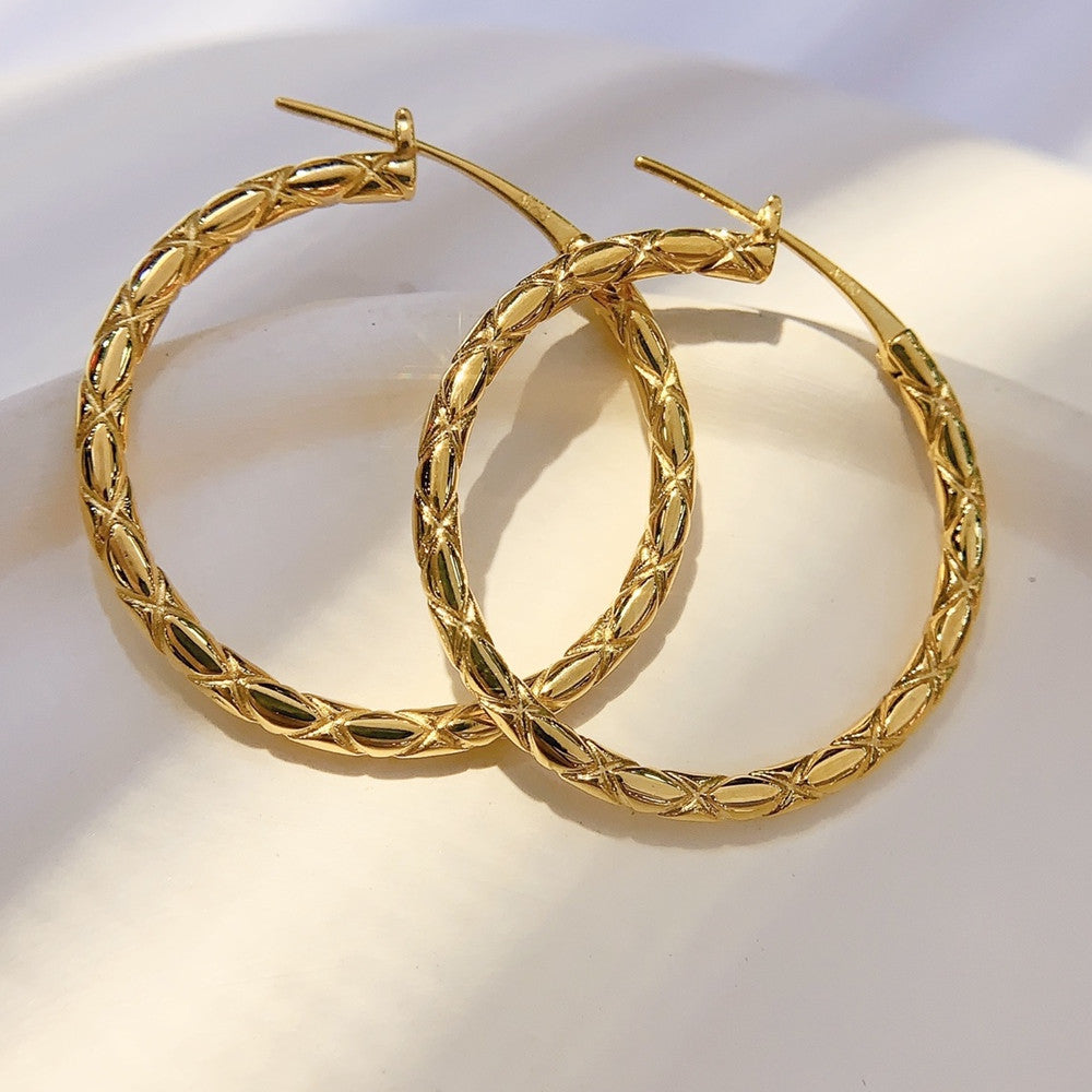 18K Gold-Plated Rhombus Hoop Earrings — Classic Everyday Luxury