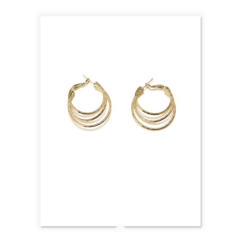 Multi-Line Hoop Earrings – Gold-Plated Brass
