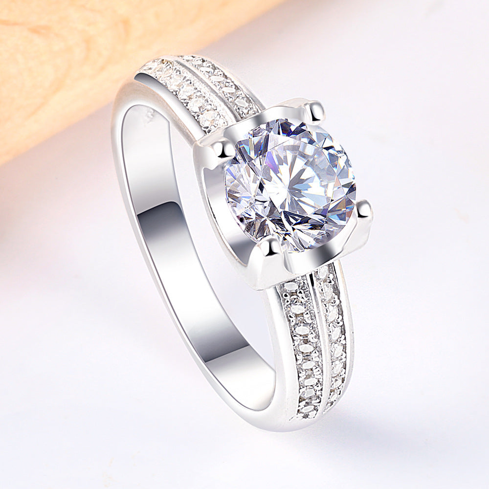 925 Silver European U-Shape Ring – Gem Inlay