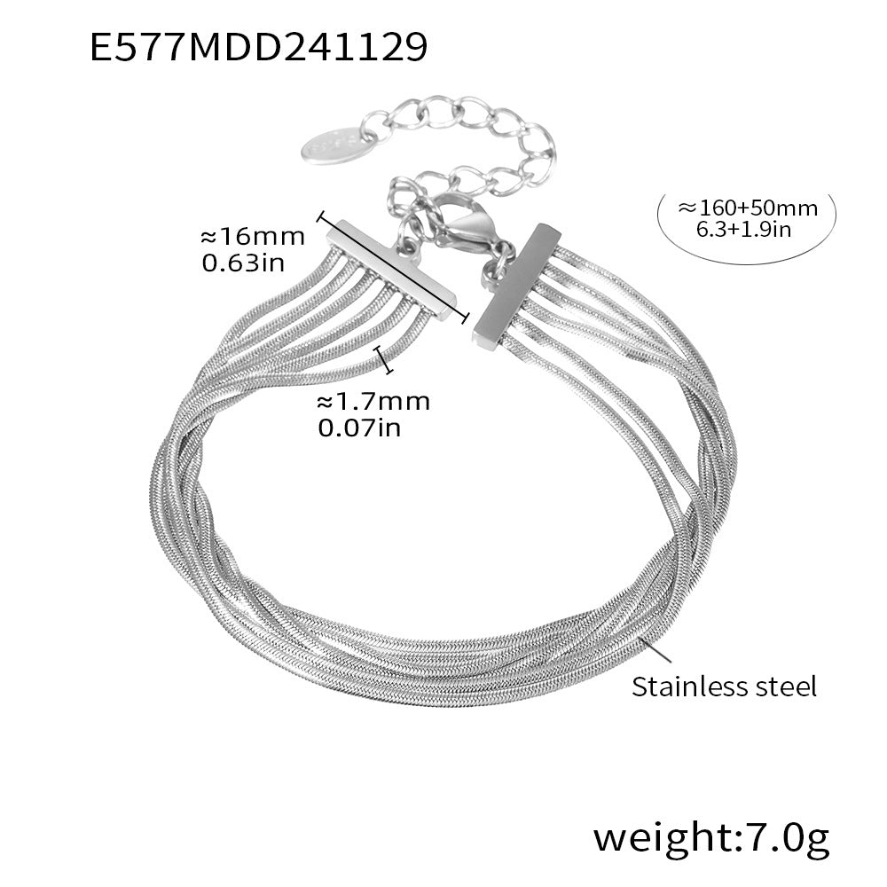 Titanium Steel Bracelet – PVD Gold-Plated Geometric Chain