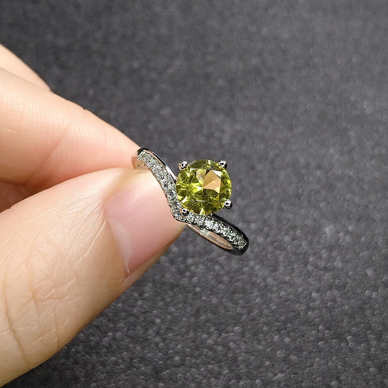 Emerald Moissanite Engagement Ring - Adjustable Green Stone Statement Ring