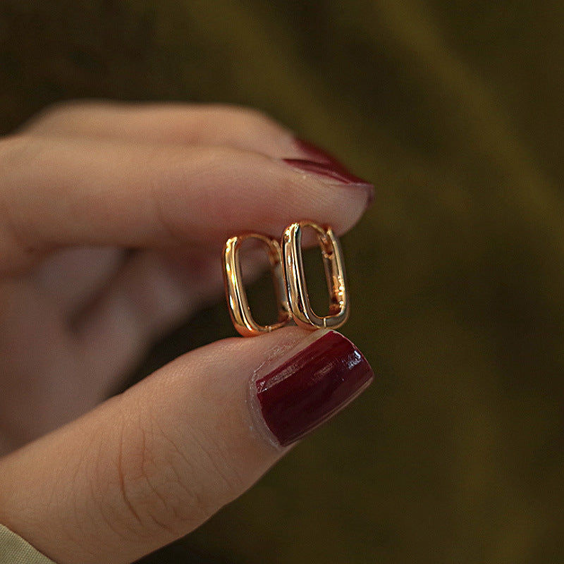 Gold Plated Geometric Ear Clips – Minimalist Silver Hoop Earrings for Women