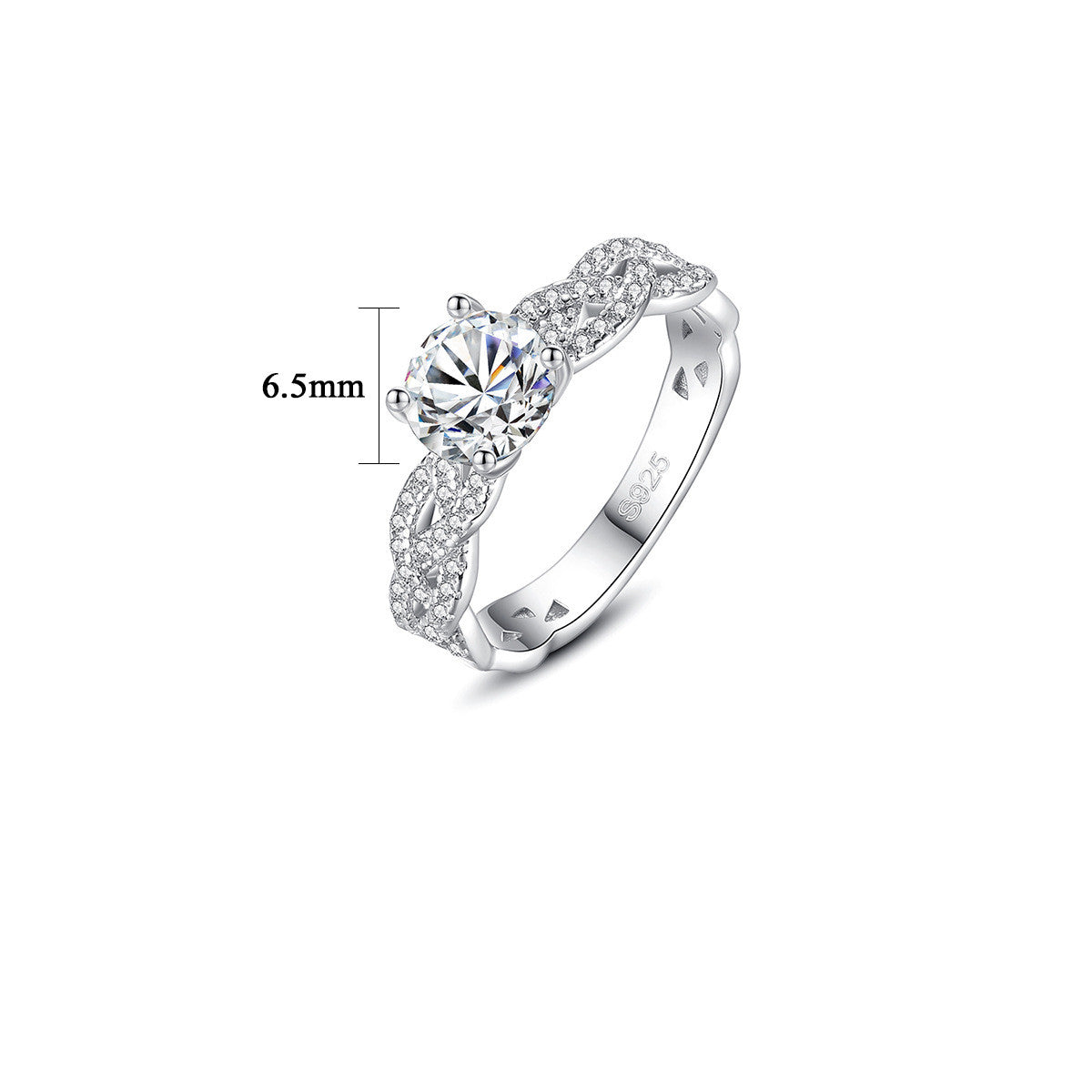 925 Silver Moissanite Twist Ring – Women’s Cube Design