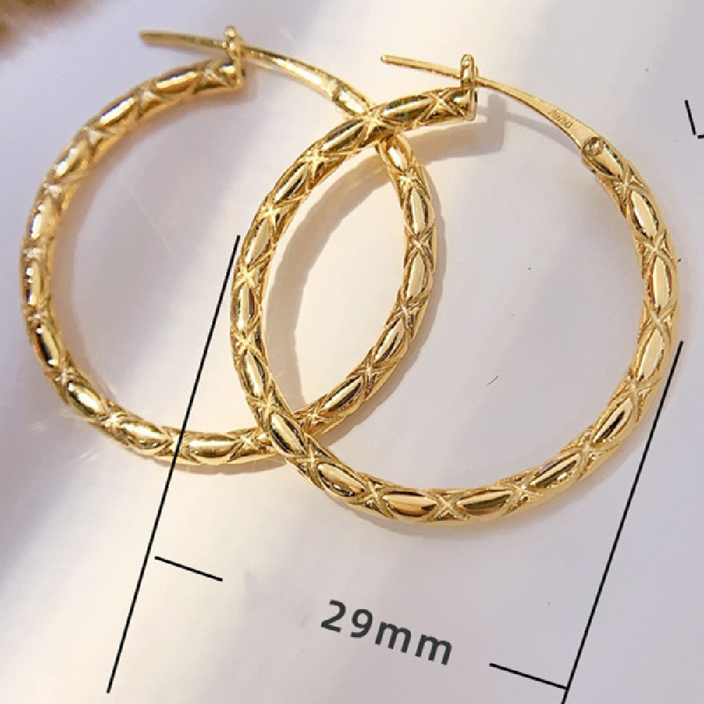 18K Gold-Plated Rhombus Hoop Earrings — Classic Everyday Luxury
