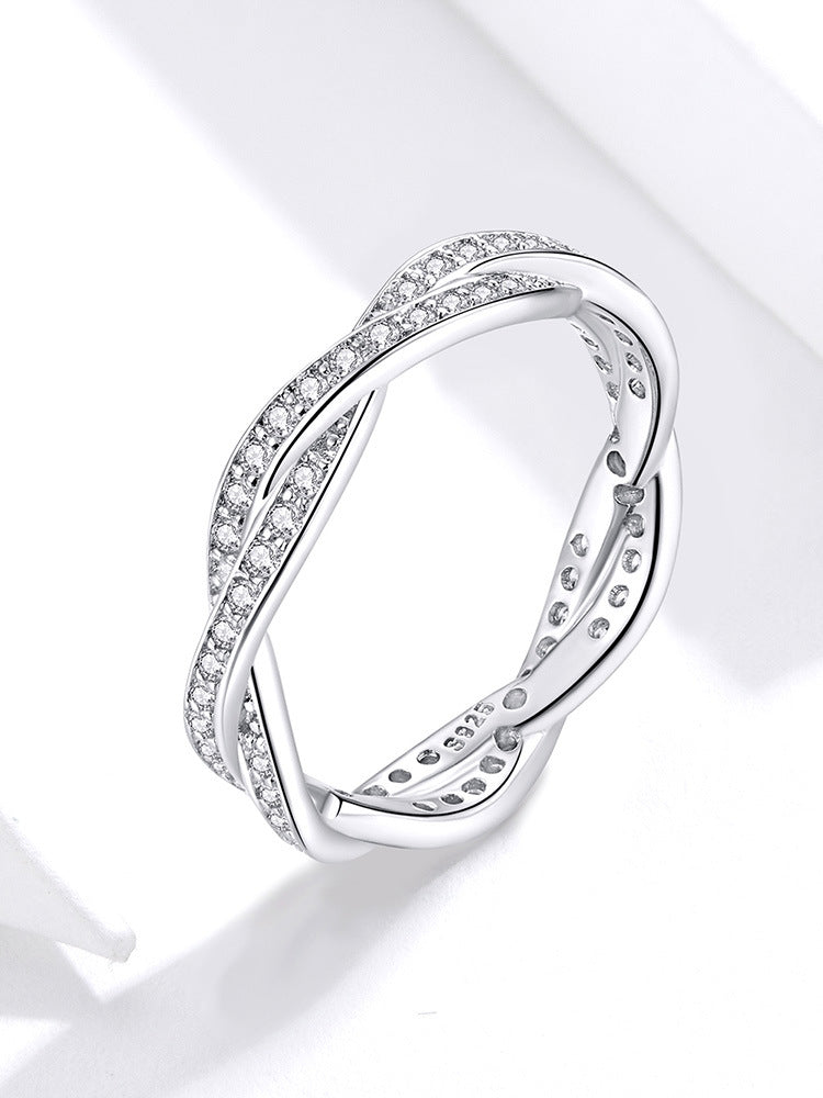 925 Silver Floral Textured Ring – Unisex Platinum Finish