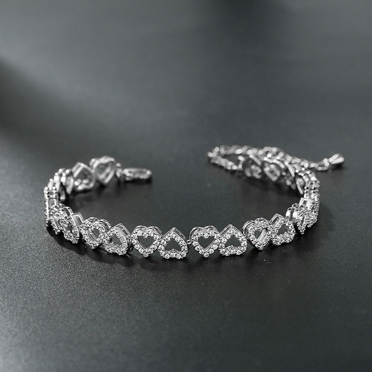 Full Diamond Heart Bracelet – Copper, Electroplated, Gold & Silver, Women's Luxury Gift