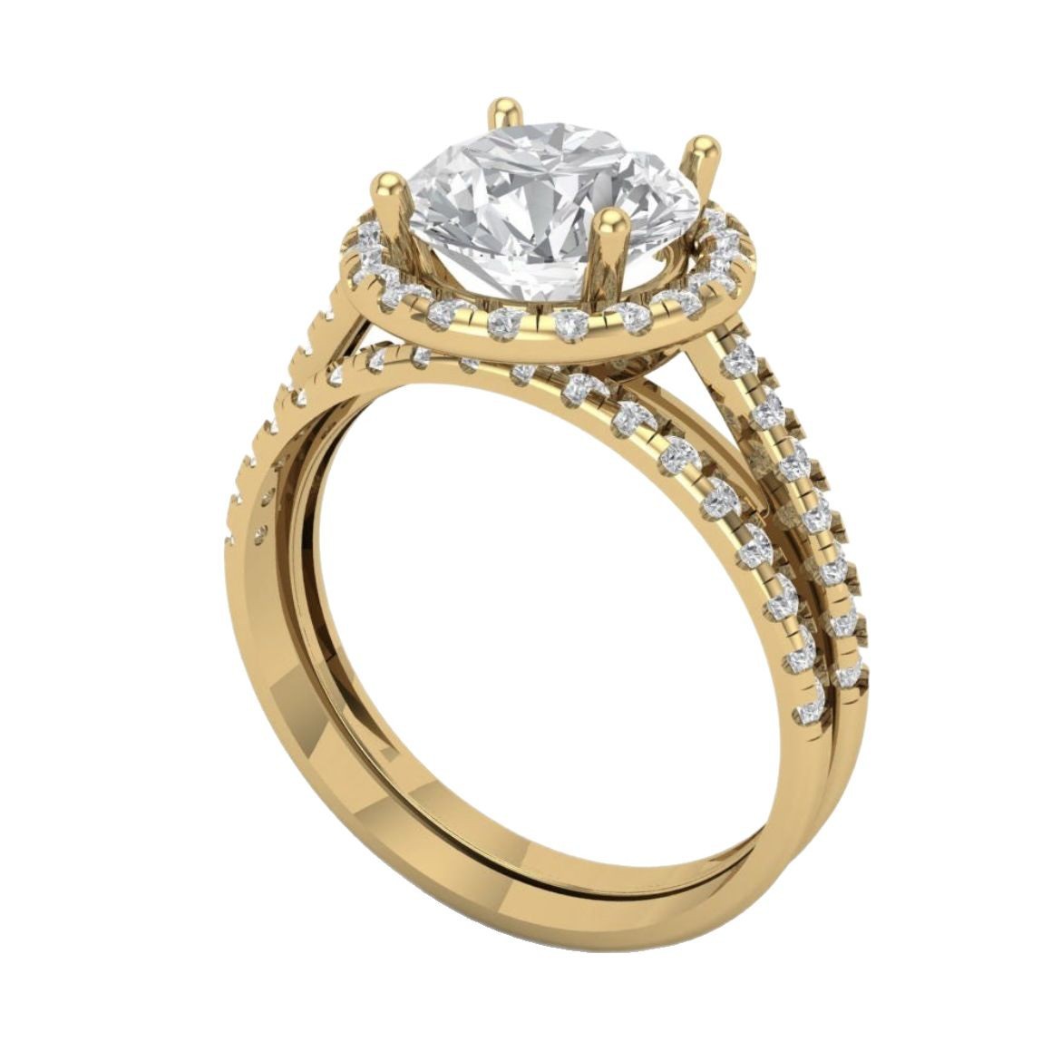 Gold Halo Diamond Solitaire Ring – Classic Luxury