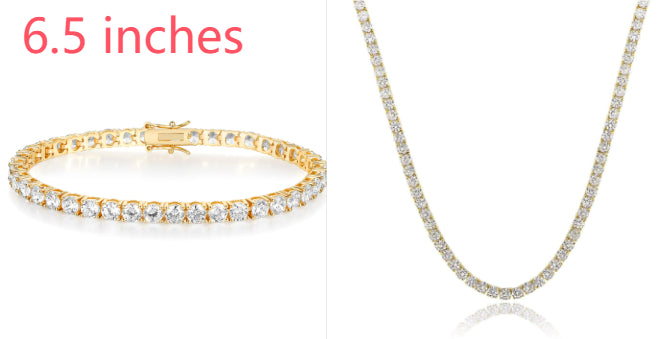 18K White Gold Plated Tennis Necklace - Luxury Zircon Statement Piece