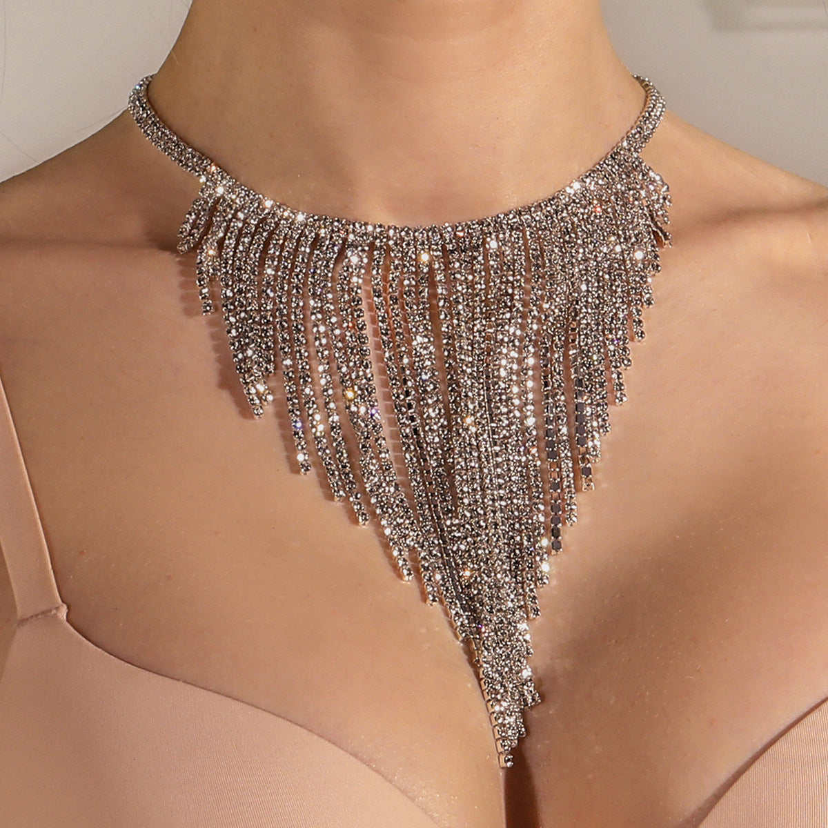 Double Row Rhinestone Necklace – Gold & Silver