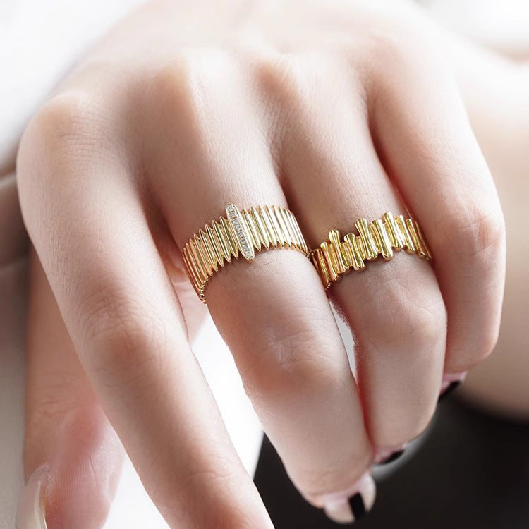 18K Gold-Plated Diamond-Cut Ring – Retro Adjustable
