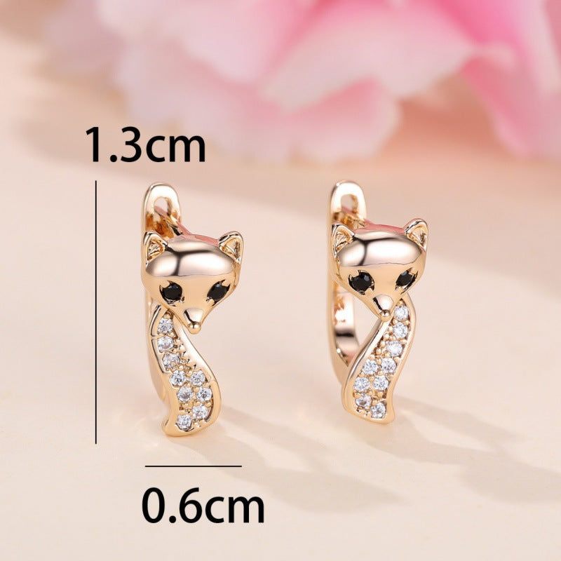 Champagne Gold Fox Ear Clip with White Diamond Accents