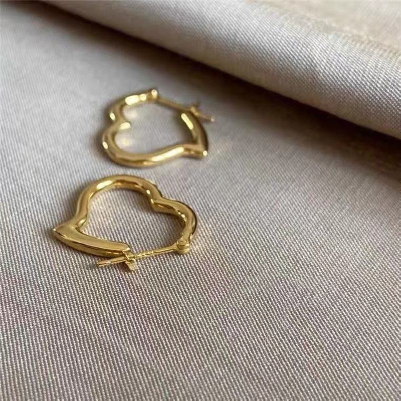 Au750 Yellow Gold Minimalist Hoop Earrings – Electroplated INS Light Luxury Jewelry for Women