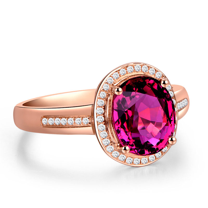 Ruby Crystal Diamond Ring in Rose Gold
