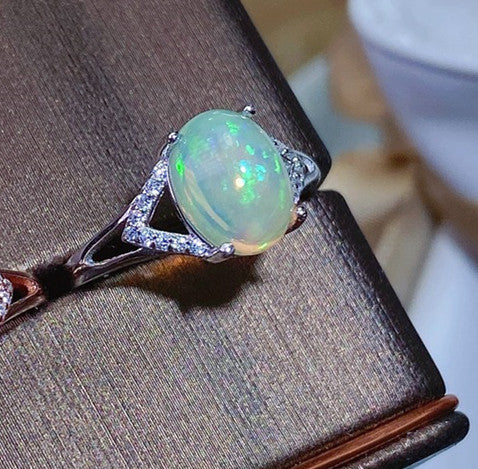 925 Silver Australian Opal Ring – Adjustable Women’s