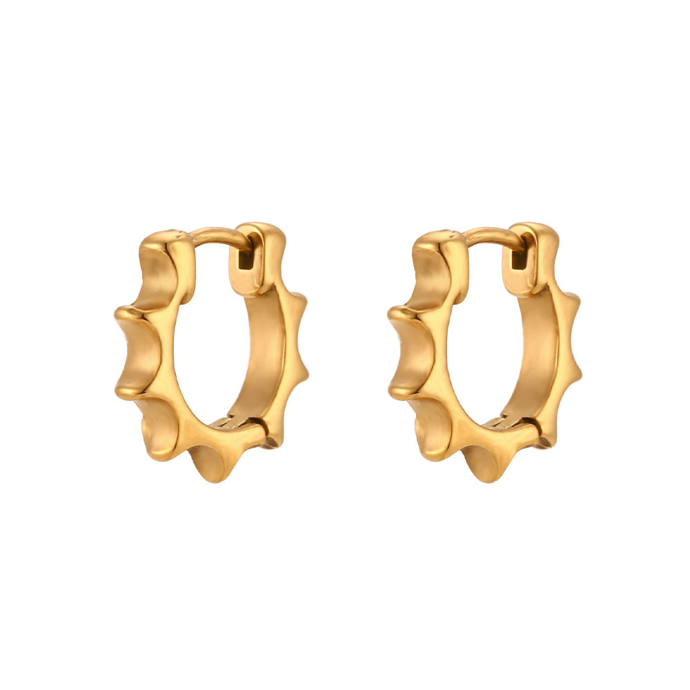 18K Gold Gear Huggie Earrings – Waterproof Stainless Steel Hoop Earrings for Women