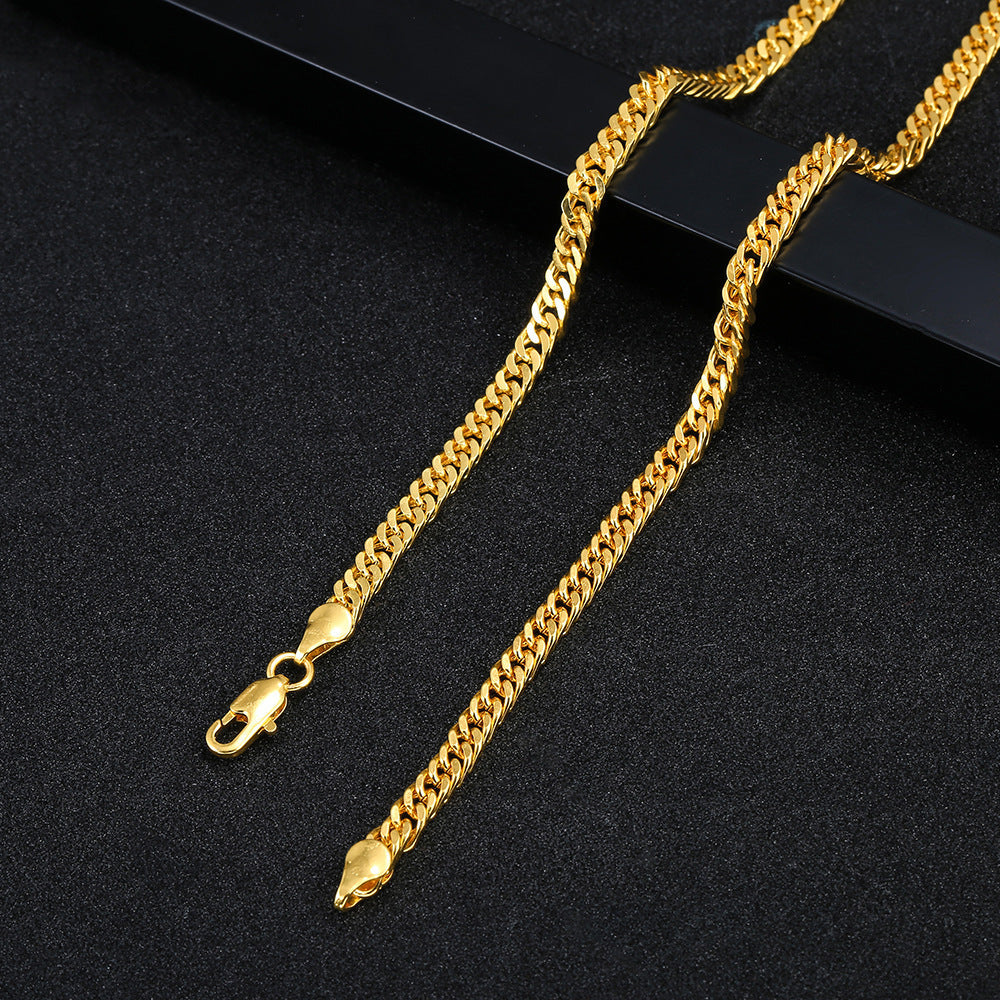 4MM Gold-Plated Box Chain Necklace – Minimalist Everyday Wear