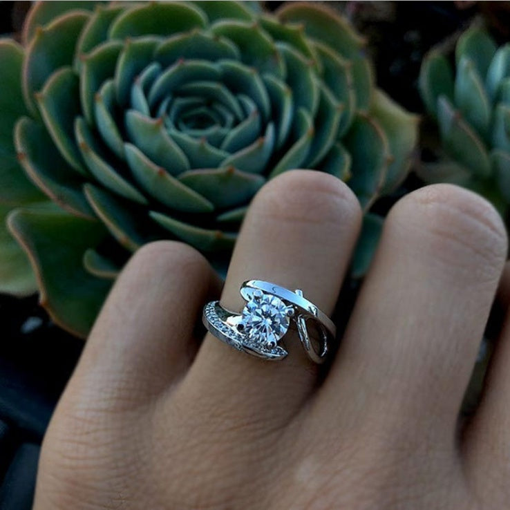 White Zircon Engagement Ring