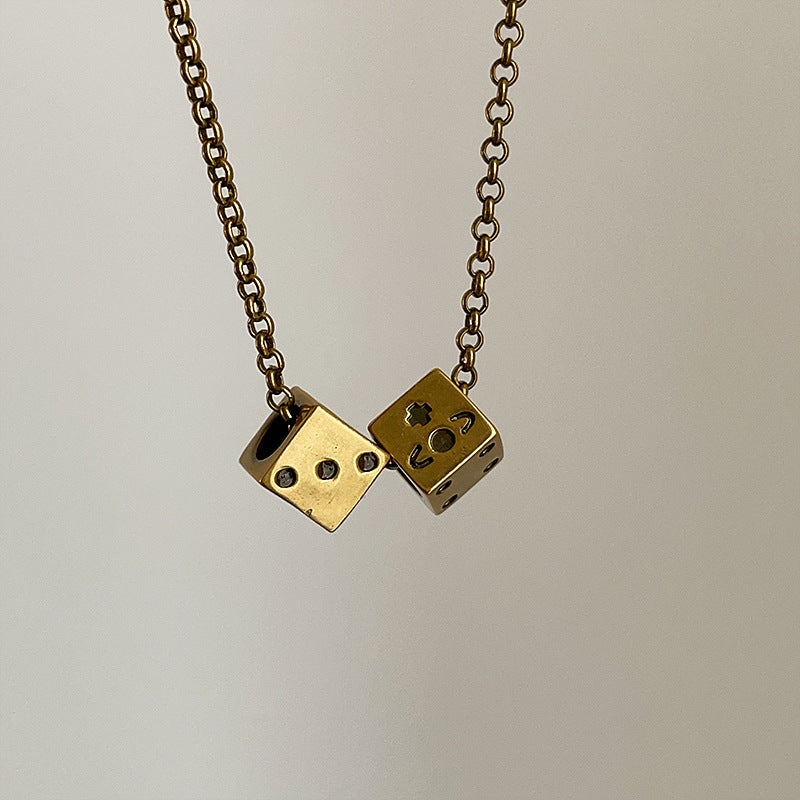 Versatile Dice Pendant Necklace - Unique Statement Chain Gold Silver