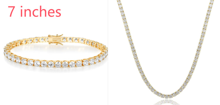 18K White Gold Plated Tennis Necklace - Luxury Zircon Statement Piece