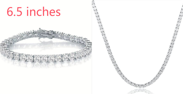 18K White Gold Plated Tennis Necklace - Luxury Zircon Statement Piece