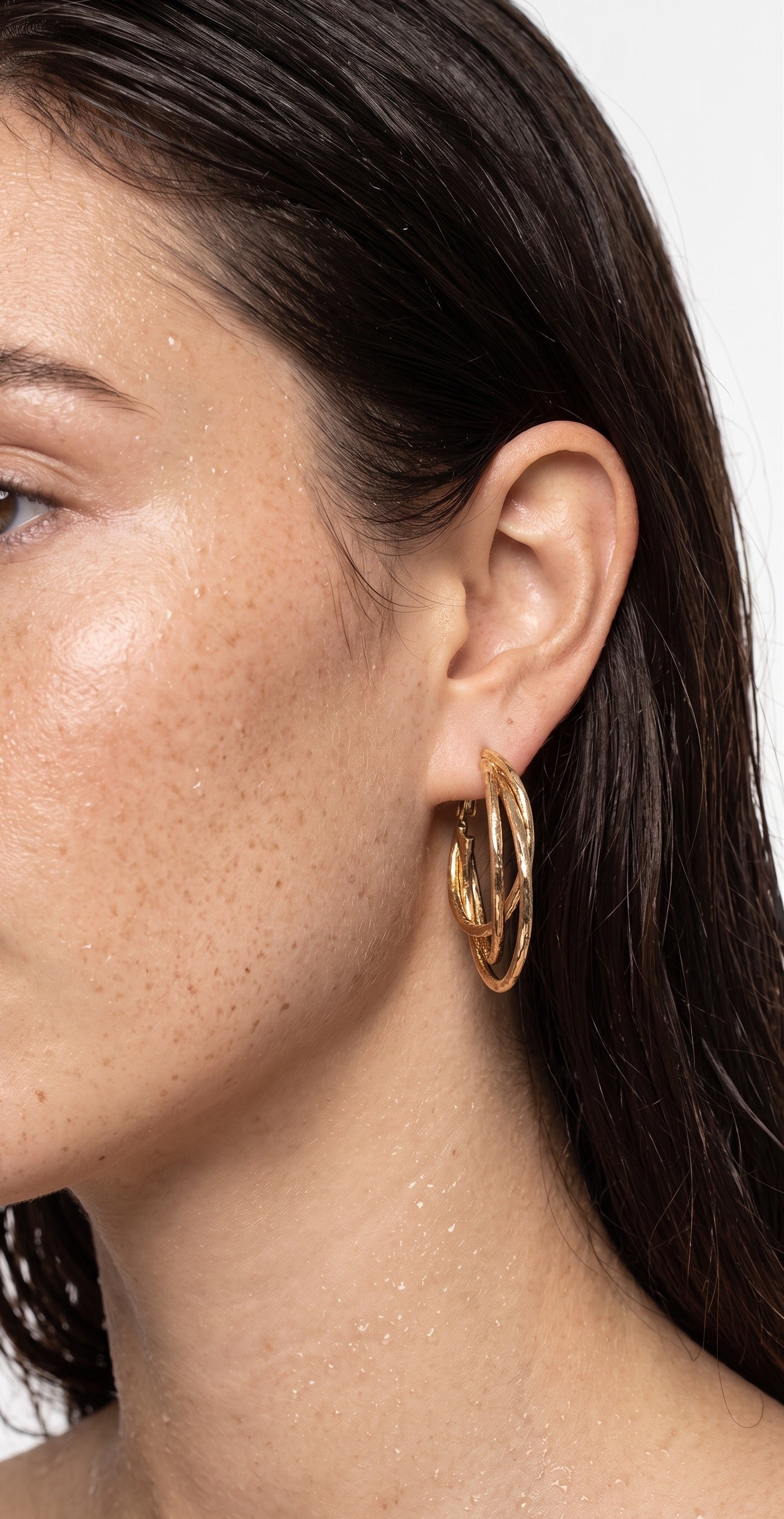 Multi-Line Hoop Earrings – Gold-Plated Brass