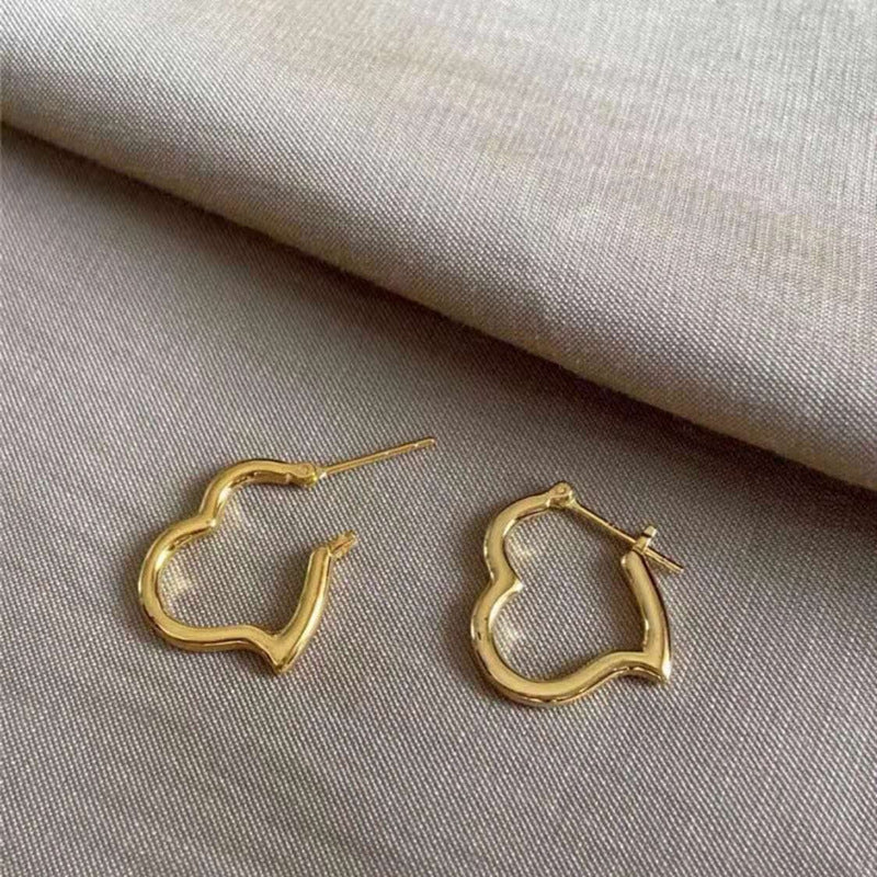 Au750 Yellow Gold Minimalist Hoop Earrings – Electroplated INS Light Luxury Jewelry for Women